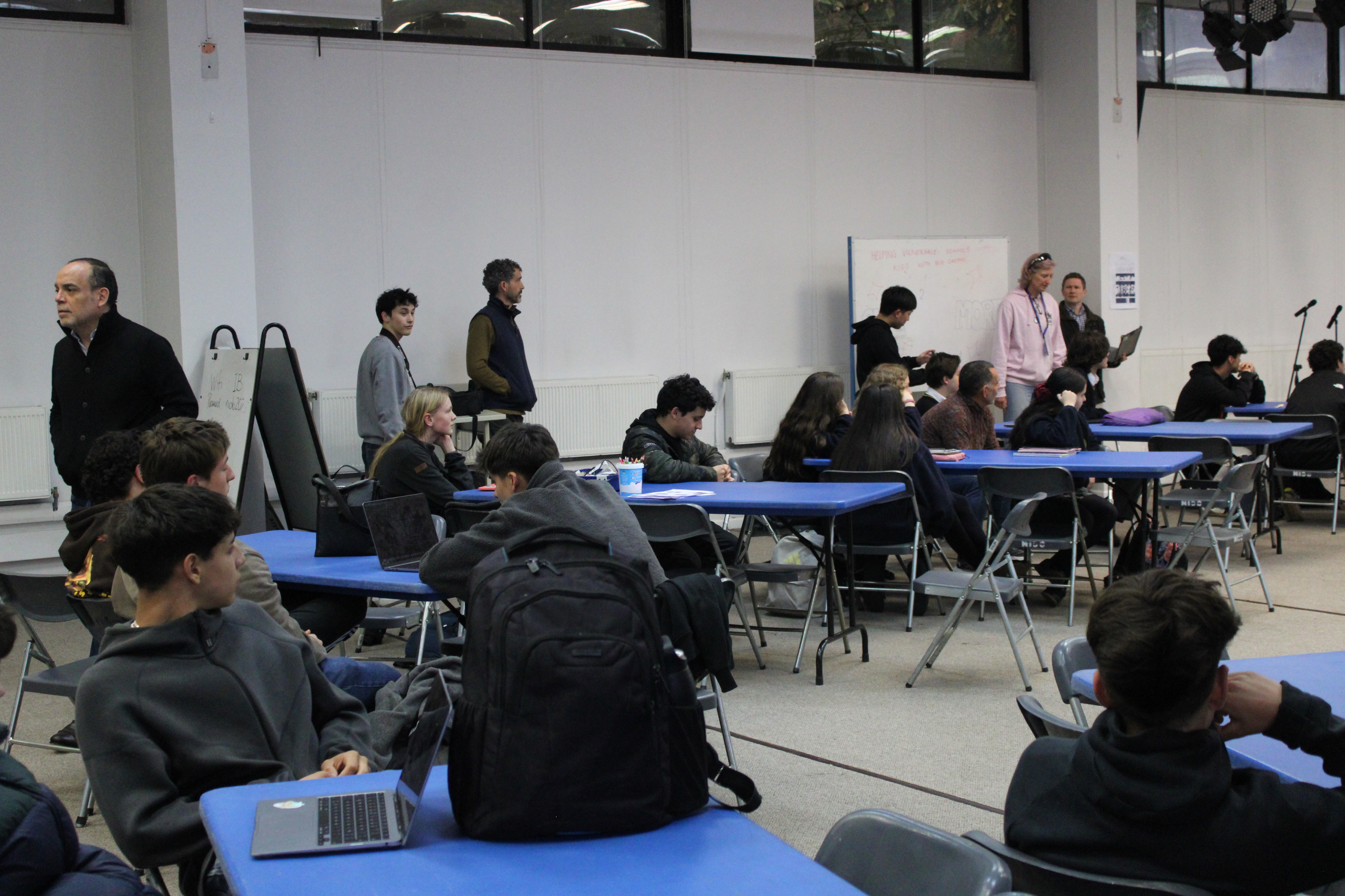 Hackathon participants working on projects